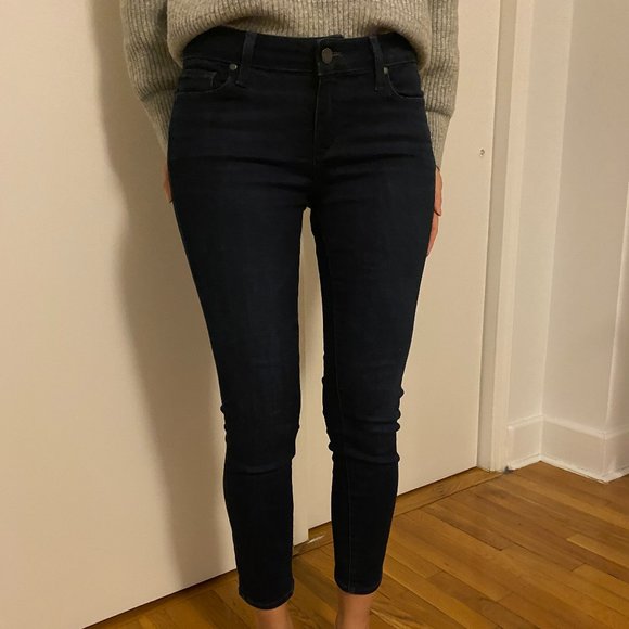 Paige Navy Hoxton Crop Jeans - Picture 3 of 7